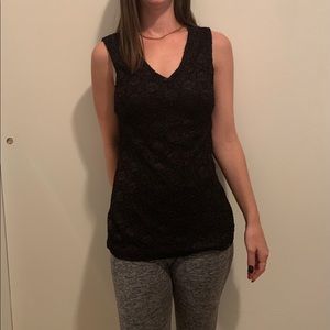 Banana Republic Black Pattern V Cut Tank